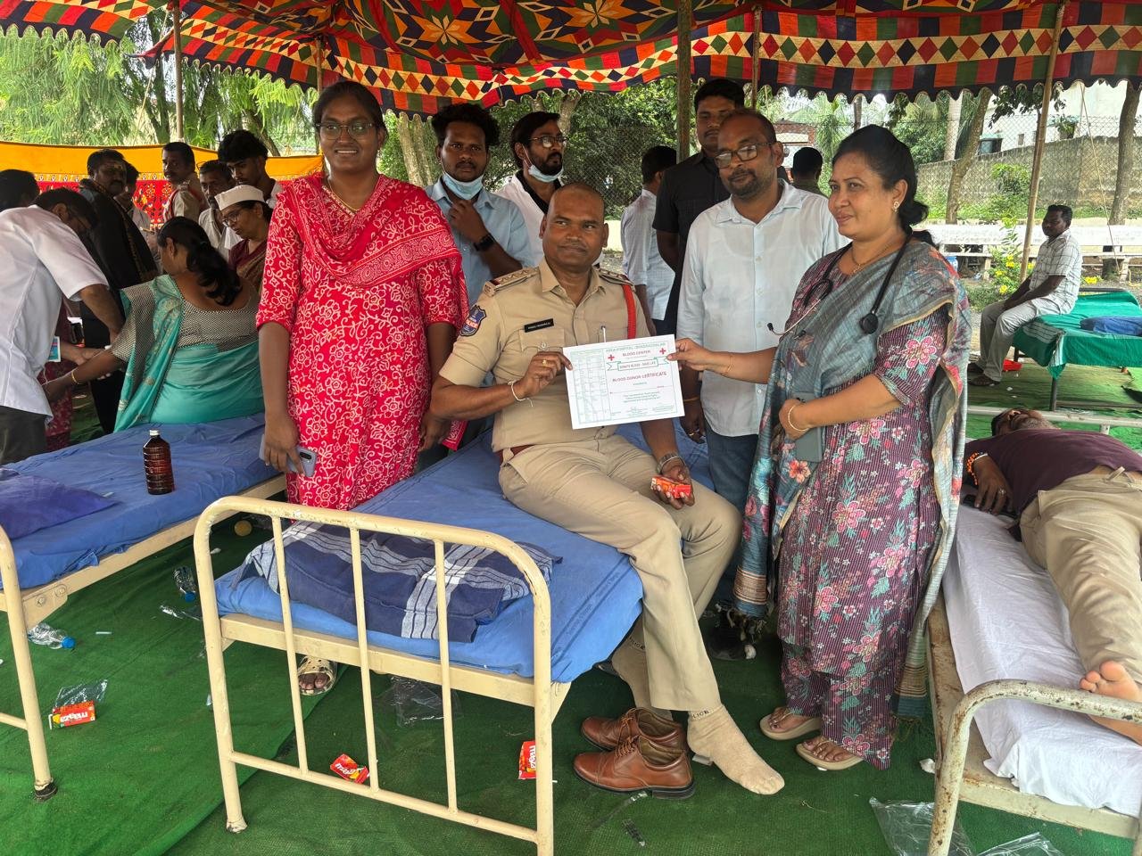 Mega Blood Donation Camp at Dammapeta Police Station  Blood donation drive organized by the police; 62 units of blood collected